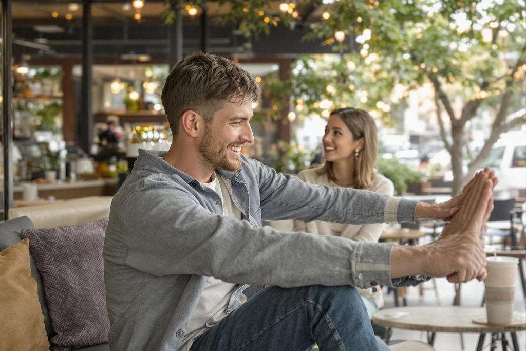 un homme qui s'étire devant une femme : signification.jpg